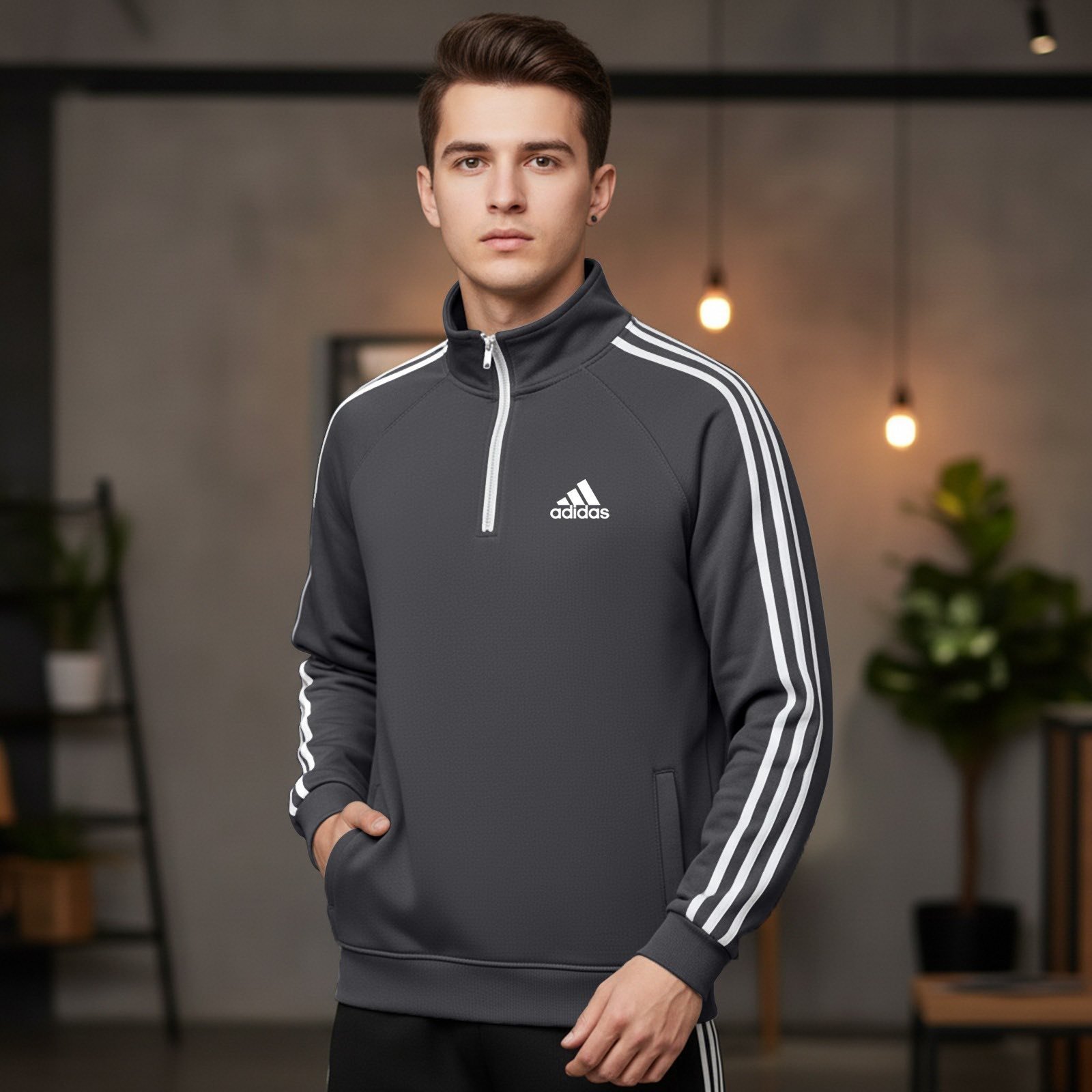 Premium Men's Zip sweatshirt (Coffee)